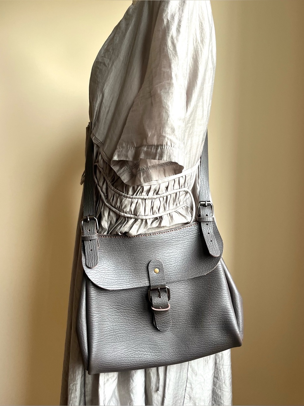 Everyday Pebbled Leather Crossbody Bag - Dark Brown Brand New